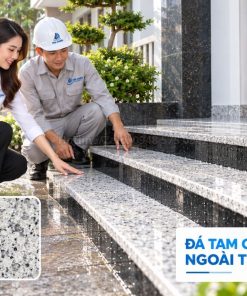 Đá tam cấp trắng Suối Lau sử dụng tại khu vực ngoài trời