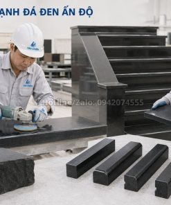 Gia công cạnh đá đen Ấn Độ ốp tam cấp theo yêu cầu