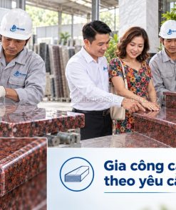 Gia công cạnh đá đỏ Ruby ốp bậc tam cấp theo yêu cầu