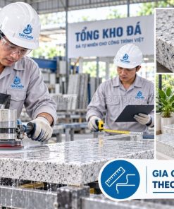 Gia công cạnh đá tam cấp trắng Suối Lau theo kích thước