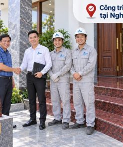 Công trình hoàn thiện đá đỏ Ruby ốp bậc tam cấp tại Nghệ An