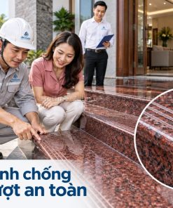 Rãnh chống trượt trên đá đỏ Ruby ốp bậc tam cấp