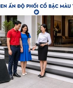 Phối đá đen Ấn Độ ốp tam cấp với cổ bậc màu trắng