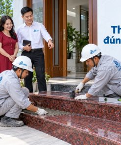 Thi công đá đỏ Ruby ốp bậc tam cấp đúng kỹ thuật