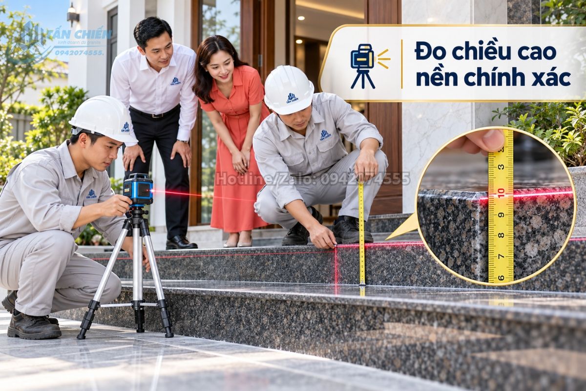 Đo chiều cao nền để áp dụng cách tính bậc tam cấp đúng phong thủy