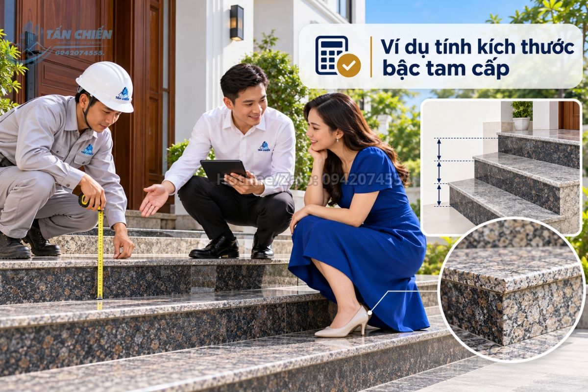 Ví dụ cách tính kích thước bậc tam cấp cho nhà ở